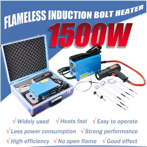 Heavy Duty 1500W Induction Heater Bolt Removal Tool With Smooth Operation And No Sweat Extraction For Stuck Rusted Nuts Bolts Bearings 4 Matching Coils Included 110V Portable Workhorse in case.