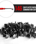 Street Legit 146 Piece Nylon Auto Body Clips For Bumper Shield Retainers Fender Flare Fasteners And Rocker Moldings With Easy Pull Tool, assorted nylon clips and tool.