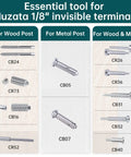 Upgraded Custom Socket Wrench For One Eighth Inch Invisible Cable Railing Kit Hardware Hidden Tensioner On Wood And Metal Posts For Cable Railing System CT16 with various terminal options for wood and metal posts.