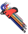 Awesome 9-Piece Colored Metric Hex Key Set With Ball End Wrenches Made From Hardened Crv And S2 Steel Perfect For Bike Repair Furniture Building And Electrical Fixes With Non Slip Grip And Super Durable Color Coded Design, 9-piece set on holder