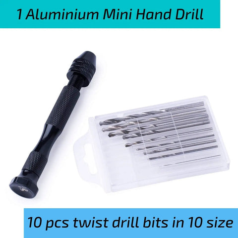 Hand Drill Set With 10 Drill Bits 0.6-3.0mm For Jewelry Making And Resin Craft Pin Vise Mini Drill With Adjustable Head