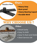 Heavy Duty 4 Inch Hidden Door Hinges Built Like A Tank With Smooth 360 Degree Pivot Rotation For Secret Bookcase Entries and Black Stainless Steel Closet Swings Zero Drama Setup 2 Pack comparison image with stainless steel and iron options.