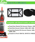 Get These Killer Hepa Filter Replacements That Work Great With Your Bissell Cleanview Vacuum Models 2486 2487 2488 2490 2492 And Powerclean 2494 Matching Parts 1604130 1601972 1608225 Includes Two Hepa And Four Foam Felt Filters shown with compatible vacuum