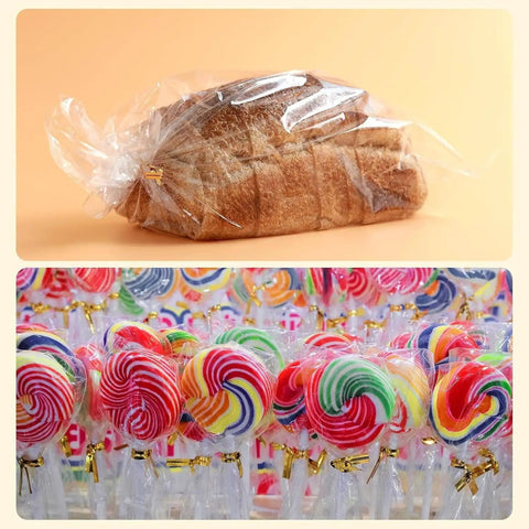 Get Your Hands On This Automatic Twist Tie Machine For Gold Wire Bundling That Ties Up Cables In A Flash With Fast Operation And Super Speed Sealing Gear Perfect For Any Tight Job, packaging bread and colorful lollipops.