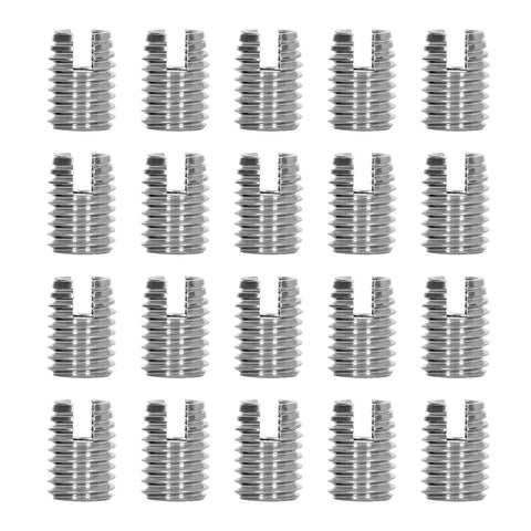 20 Piece Slotted Stainless Steel Self Tapping Threaded Inserts Set, Heavy Duty Conversion Kit For Aluminum, Copper, And Plastic Substrates, Easy DIY Thread Repair With Strong, Durable Fasteners.