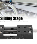 Built Tough Aluminum X Axis Sliding Table With Precision Manual Knobs For Micro Adjustments, shown with gear control.