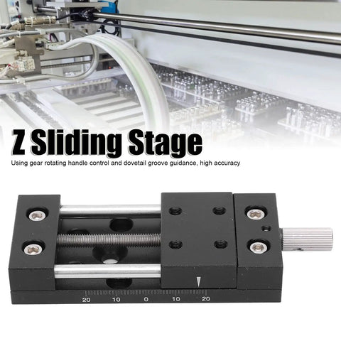 Built Tough Aluminum X Axis Sliding Table With Precision Manual Knobs For Micro Adjustments, shown with gear control.