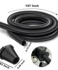 Ultra Long 157 Inch Locking Vacuum Hose Dust Collection Kit For Woodworking Power Tools With Wet Dry Shop Vac And Miter Saw Adapters That Fit All Sizes Perfectly For Heavy Duty Workshop Use, 0.75 inch hose