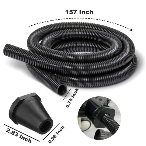 Ultra Long 157 Inch Locking Vacuum Hose Dust Collection Kit For Woodworking Power Tools With Wet Dry Shop Vac And Miter Saw Adapters That Fit All Sizes Perfectly For Heavy Duty Workshop Use, 0.75 inch hose