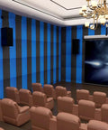 7cm Self-Adhesive Acoustic Foam Panel, High-Density Sound Absorbing Wall Padding, 1 x 50m for Recording Studio, Office & Home Theater, Blue on theater walls.