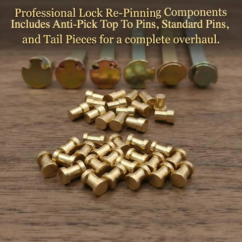 Lock Rekeying Kit With Cylinder Pinning Set For DIY Home Security including bottom pins 0 to 9, top pins, tail pieces