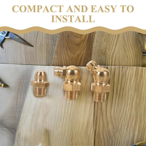 Top Tier CLISPEED Grease Nipple Kit Offers 9 Precision Copper Fittings For Heavy Duty Excavators And Cars Featuring Easy Install M8 Threads Plus Caps For Super Long Lasting Hydraulic System Performance You Need, 3 brass fittings