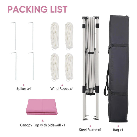 Packing list for 10x10 Ft Pop Up Canopy Tent With Slant Leg Frame Sidewall And Vented Panels Hangout Ready Portable Gazebo Shelter
