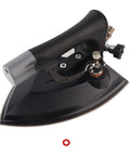 Heavy Duty Industrial Steam Iron With Automatic Full Press Boiler Rock Solid Commercial Garment Steamer close-up of the iron handle and base.