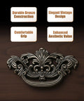 Durable Zinc Alloy Dark Antique Bronze 3 Inch C-C Vintage Drawer Pulls Set Of 4 featuring elegant vintage design on wood surface