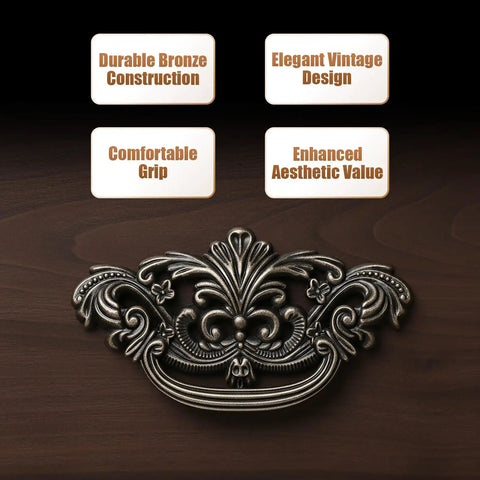 Durable Zinc Alloy Dark Antique Bronze 3 Inch C-C Vintage Drawer Pulls Set Of 4 featuring elegant vintage design on wood surface