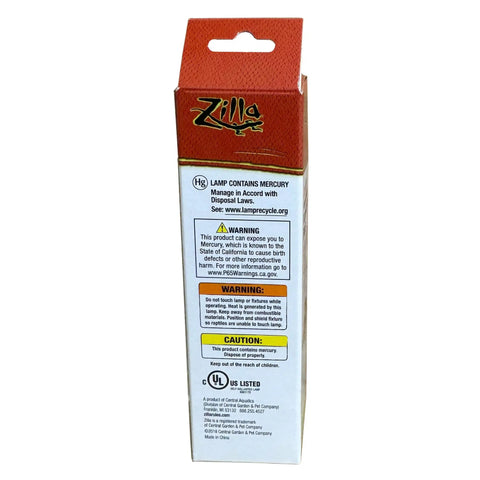 Side view of packaging with warnings for Desert Mini Fluorescent UVA UVB Bulb 6 Watt G9 Socket Pack Of 3 Energy Efficient Reptile Terrarium Light.