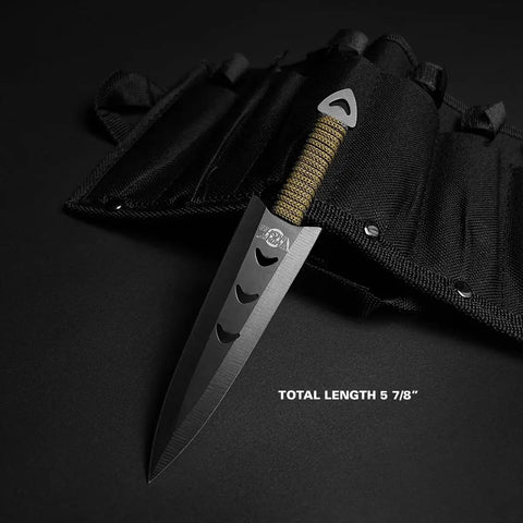 Six Piece Tactical Combat Kunai Throwing Knife Set With Sheath Case, 440 stainless steel blade in padded nylon sheath
