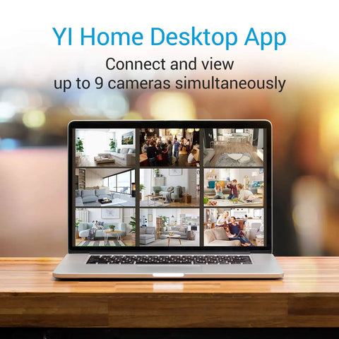Display showing YI Home Desktop App for Outdoor Security Camera 1080p Cloud Cam Waterproof IP Night Vision on laptop