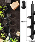 Heavy Duty Garden Auger Drill Bit For Planting With Deep Uniform Holes In Two Sizes 3.5 By 16 Inches And 1.6 By 16.5 Inches, Bulb Planter Tool for soil digging