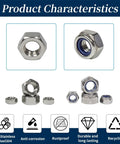 Top Shelf Hex Nuts Assortment Kit 276 Piece Metric Hardware Set In 304 Stainless Steel With Nylon Locknuts For Auto Repair, showing various hex nuts.