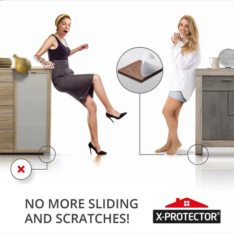 Image showing the effect of Non Slip Furniture Pads Set With 32 Round 1 Inch And 16 Square 2 Inch Grippers preventing slippage.