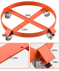 Heavy Duty 55 Gallon Drum Dolly Cart With 1000 Lbs Beast Mode Capacity Non Tipping Hand Truck measures 24in diameter with swivel casters.