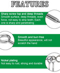 Features of Dang Solid 195 Piece Nickel Plated Eye Screw Assortment Kit with sharp threads and smooth finish