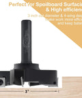 Heavy Duty CNC Spoilboard Surfacing Router Bit Workhorse with 3 Inch Cutting Diameter and One Half Inch Shank, 4 Wing Carbide