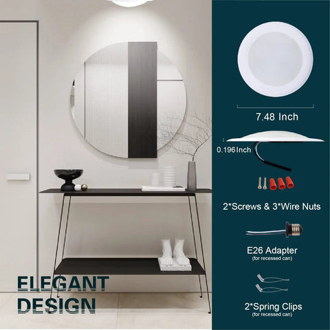 Six Inch Flush Mount LED Ceiling Light Disk Fixture With Dimmable 15W Output And 1000 Lumens 5000K Daylight components
