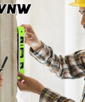 Heavy Duty Nine Inch Torpedo Level With Mighty Magnet Strip and Triple Clear Vials used for precise wall alignment.