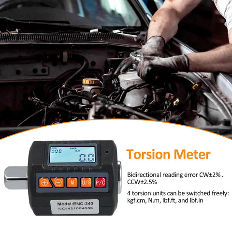 Pro Grade Digital Torque Wrench With Backlit Display And Half Inch Drive Includes Three Eighths Inch And Quarter Inch Adapters Sound And Light Alarm High Accuracy Real Time Ft Lb And Nm Readouts Four Torque Units For Automotive And Industrial Use on engine repair