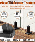 Rock Solid Square Glass Pin Clamps For Zero Drill Hassle Premium 304 Stainless Steel Railing Post Fittings shown on deck.