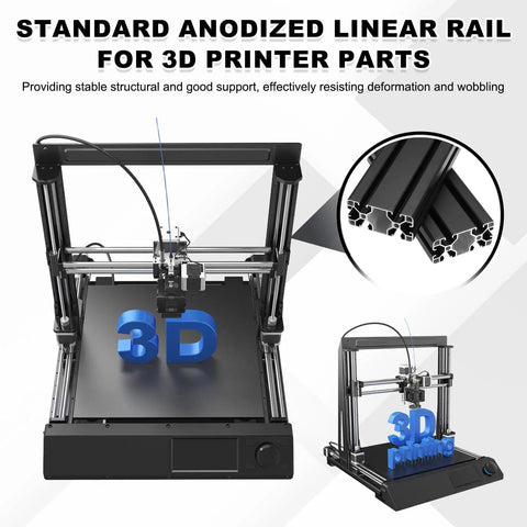 Two Pack 800mm 4080 Aluminum Extrusion Profiles European Standard Anodized Black Linear Rail Guide For 3D Printers And CNC Machines Heavy Duty 6063 Aluminum Smooth Motion Built For Big Builds, black 4080 extrusion used in a 3D printer frame