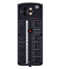 Back view of the Line-Interactive UPS Battery Backup And Surge Protector For Your Home Office And Gaming Rig, 1350VA/810W, showing 10 outlets.