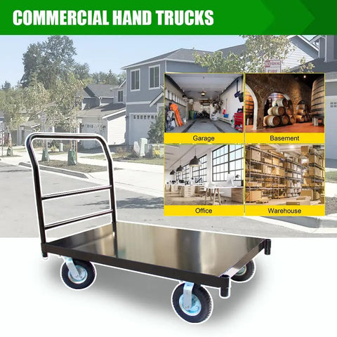 Heavy Duty Steel Platform Truck Smooth Deck Flatbed Dolly 1000 Lb Capacity Portable Cargo Cart 48 by 30 Inch Shop Workhorse Easy Glide Swivel Wheels Warehouse Hauler Move Without The Hustle