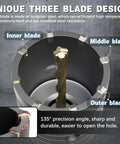 METOTY 4-inch concrete hole saw with 100mm masonry size and 220mm SDS Plus shank, three-blade tungsten steel design