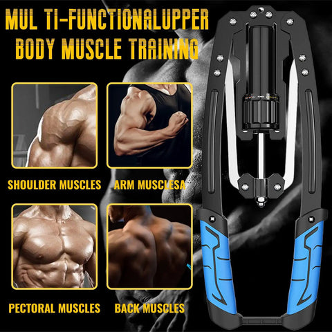 Upgraded Hydraulic Arm Exerciser With Adjustable Resistance From 22 To 440 Lbs. shows arm lever for muscle training.