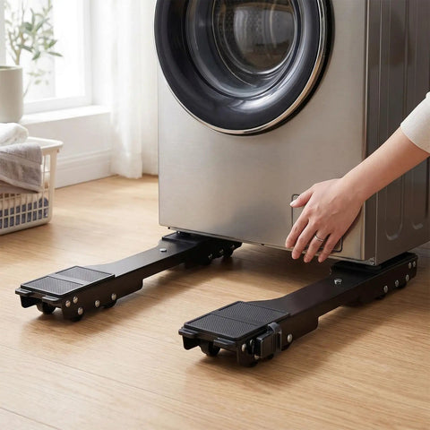 Heavy Duty Extendable Appliance Rollers With Thirty Six Upgraded Black Wheels For Moving Dryers Washing Machines Fridges And Furniture Sliding Gear under a washing machine.