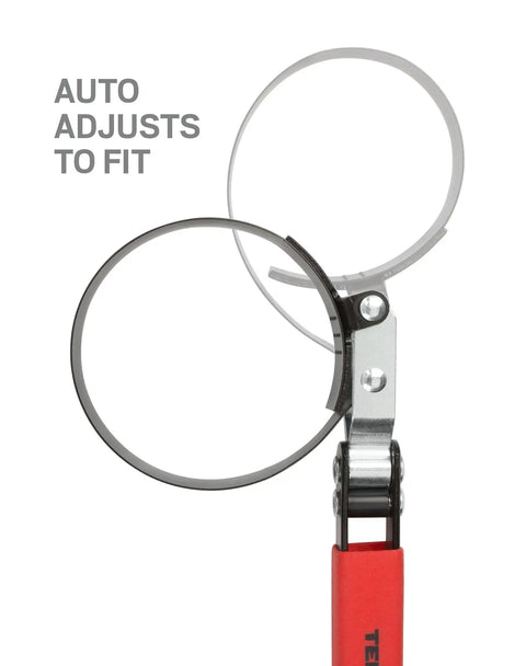 Self Adjusting Oil Filter Wrench With 180 Degree Flex Head Fits Three And A Quarter To Three And Three Quarters Inch Filters