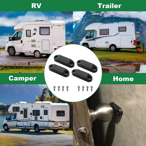 Magnetic Door Holder for RVs Two Pair Black All Weather Door Catch and Magnet Set on RVs and Camper