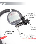 Clockwise Tools MGBR-04 magnetic base with flexible arm and digital dial indicator, front view