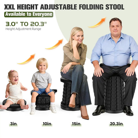 Upgraded XXL Collapsible Stool Portable Folding Chair With Safety Lock, 1000 Lb Capacity, adults and children sitting