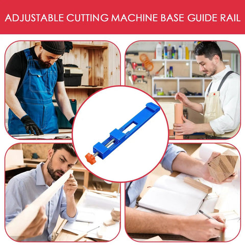 Rock Solid Adjustable Router Base Guide With Portable Saw Rail Track System to nail every woodworking cut, blue guide rail shown.
