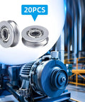 20 Pack V Groove Bearings V623ZZ Carbon Steel Double Shielded Miniature Pulley Bearings for Rail Track in factory setup