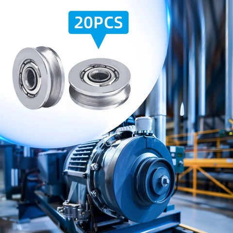20 Pack V Groove Bearings V623ZZ Carbon Steel Double Shielded Miniature Pulley Bearings for Rail Track in factory setup