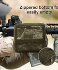 Heat Resistant AR Brass Catcher Net With Quick Release Zipper And Dual Picatinny Mounts, thickened nylon frame in use on rifle.