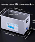 30L Ultrasonic Cleaner With 40kHz Heating, Digital Controls, Heavy Duty Tank, dimensions and features for home shop use