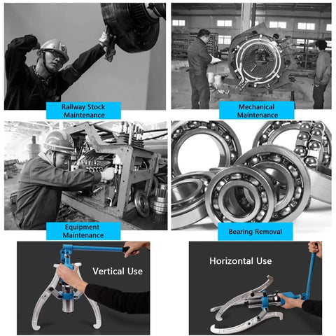 Heavy Duty Hydraulic Gear Puller Kit With Storage Case For Bearing Separator And Hub Removal 10 Ton Capability used in railway and equipment maintenance
