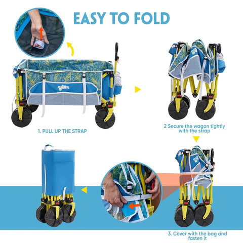 Beach Wagon With Big Wheels For Sand Heavy Duty Collapsible Cart With Tailgate Foldable Utility Wagon folding instructions